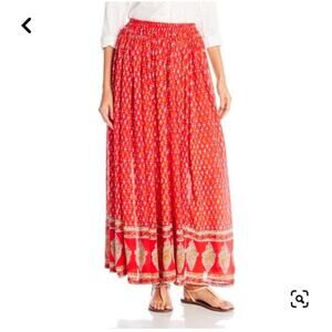 RAGA Skirt Medium Anthropologie Love Child Rust Maxi Elastic Waist Boho Romantic